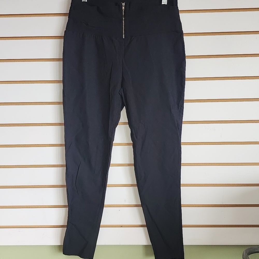 Front Zipper Black Pants